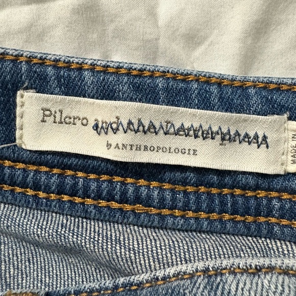 Anthropologie Pilcro Patchwork Distressed Blue Jean Shorts. Slim Boyfriend. 29 - Picture 5 of 14